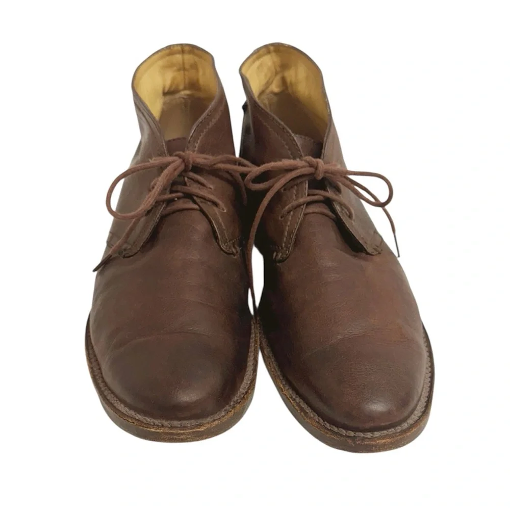FRYE Mens Oliver Chukka Leather Boots Lace Up Brown Size 11D